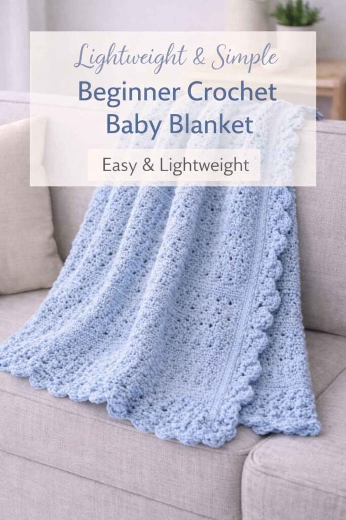 Lightweight Crochet Baby Blanket Textured Square Pattern