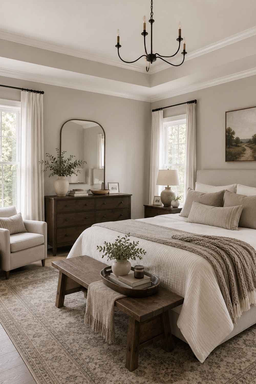 Sherwin Williams Agreeable Gray SW 7029 living room with neutral furniture