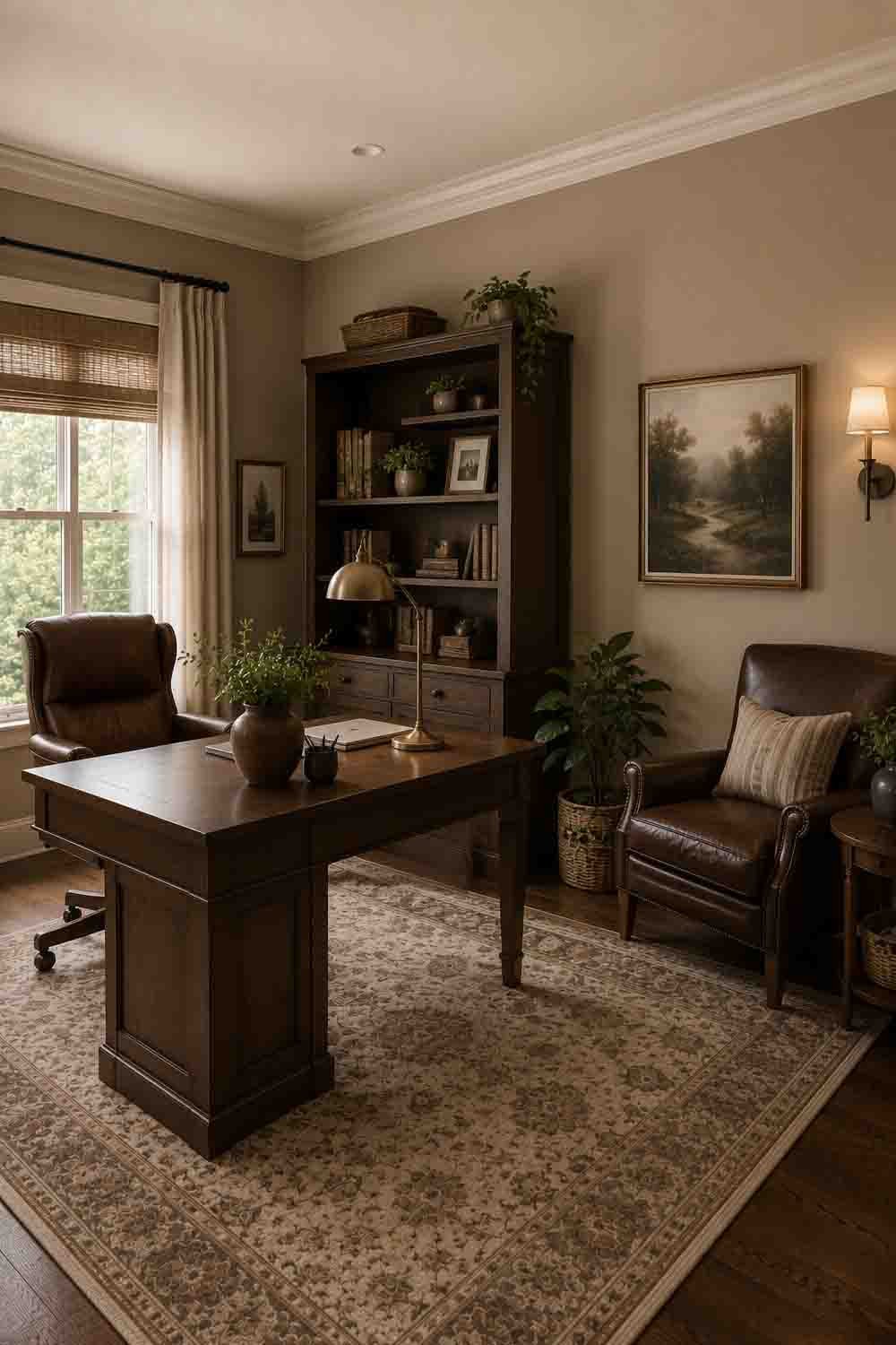 Sherwin Williams Kilim Beige SW 6106 cozy traditional living room