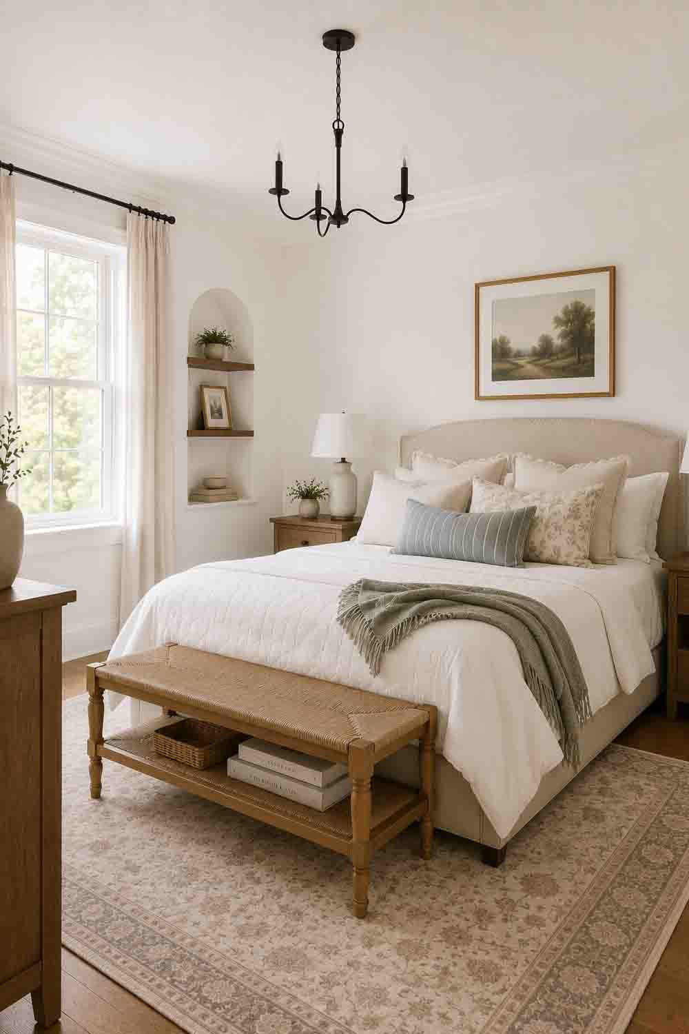 Sherwin Williams Pure White SW 7005 soft warm white trim and walls