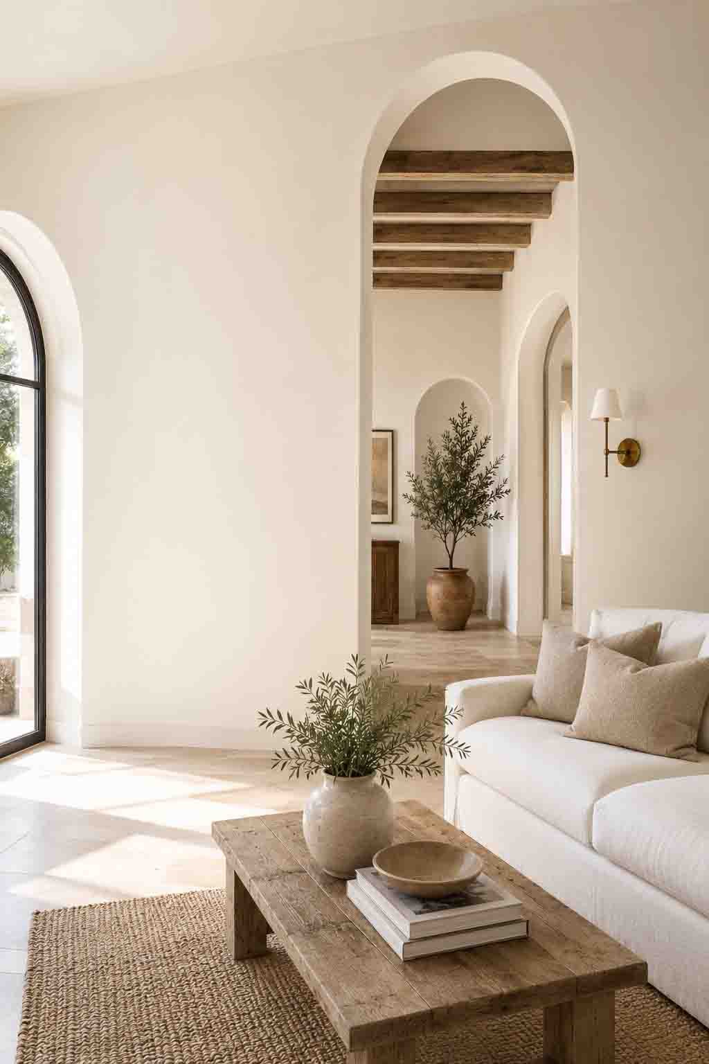 Sherwin Williams Greek Villa SW 7551 luxury warm white living room