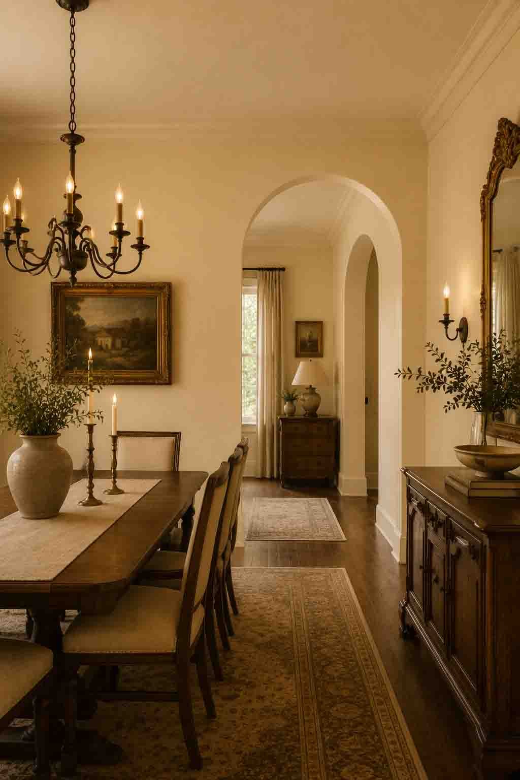 Sherwin Williams Ivoire SW 6127 golden cream elegant dining room