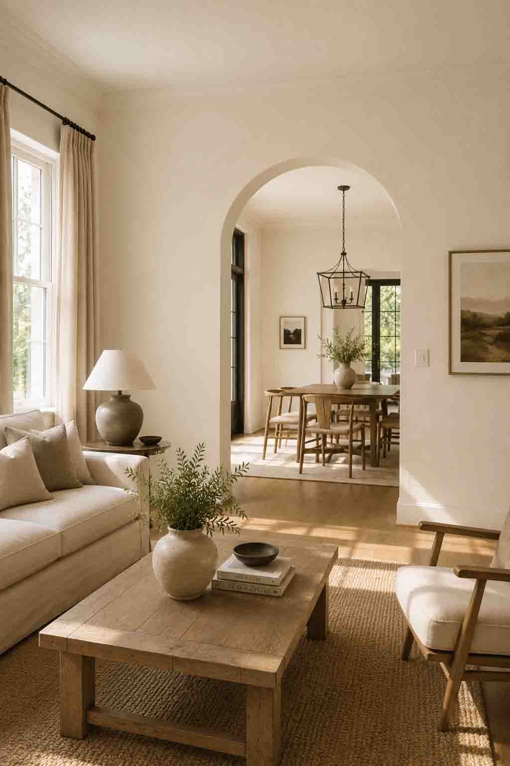 Sherwin Williams Natural Choice SW 7011 warm ivory kitchen cabinets