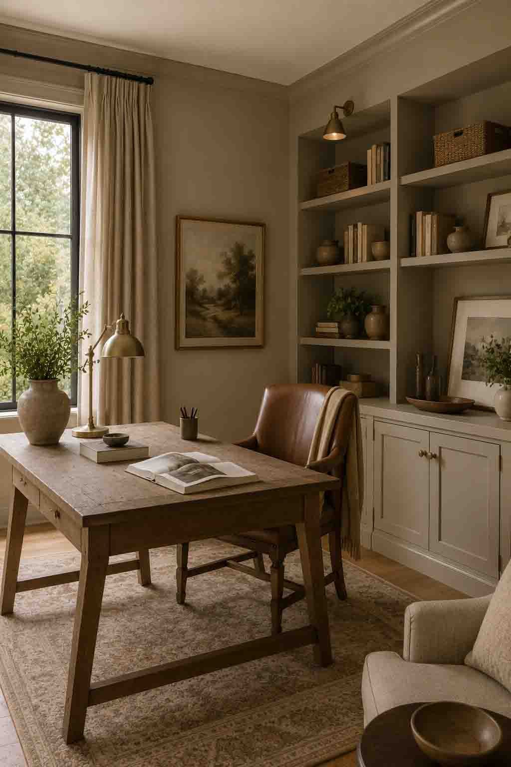Sherwin Williams Wool Skein SW 6148 soft khaki beige study